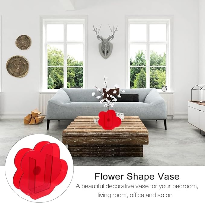 Acrylic Flower-Shaped Vase in Youthful Blue, Modern Acrylic Decor for Home, Office, or Gallery Display (Flower Style)