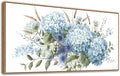 VEAEE Framed Flowers Canvas Wall Art - Blue Floral Canvas Pictures, Living Room Wall Decor, Blue Hydrangea Botanical Canvas Prints Painting Abstract Artwork Bedroom Office Home Decor 24"x 48"