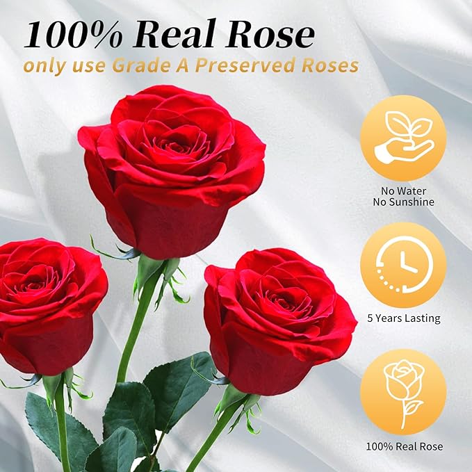 Purple Single Forever Roses in a Box,Preserved Flowers for Delivery,Preserved Rose Gifts for Women, Real Roses Gift for Her, Mom Birthday Gifts, Mothers Day Flowers,Valentines Flowers