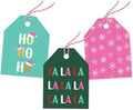 Pro Supply Global 24 Count of 2.5 Inch x 3 Inch Pre Strung Christmas FA La La Gift Tag Assorted Printed Designs on Large Cardstock Gift Hang Tags - Ideal to Use on Bags