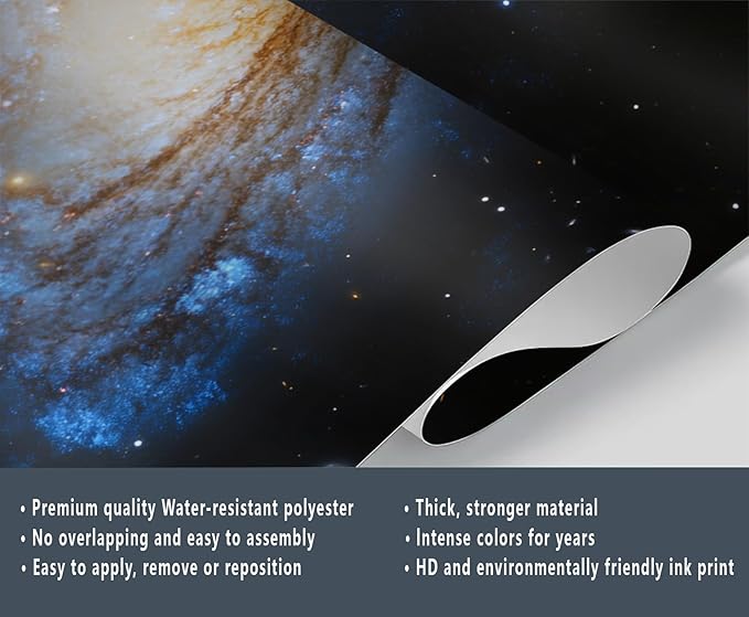 Spiral Galaxy Wall Mural, Outer Space 3D Wall Murals, Universe Wallpaper Mural, for Living Room Bedroom Large Wallpaper Indoor Decor 157.5" W x110.3 H