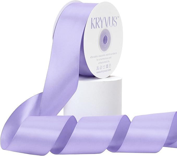 Lavender Satin Ribbon, Double Faced 2 Inch X 25 Yards Lavender Ribbon, Premium Satin Ribbon for Gift Wrapping, Crafts, Hair Bow Making, Sewing, Flower Bouquet, Wedding Party Decor