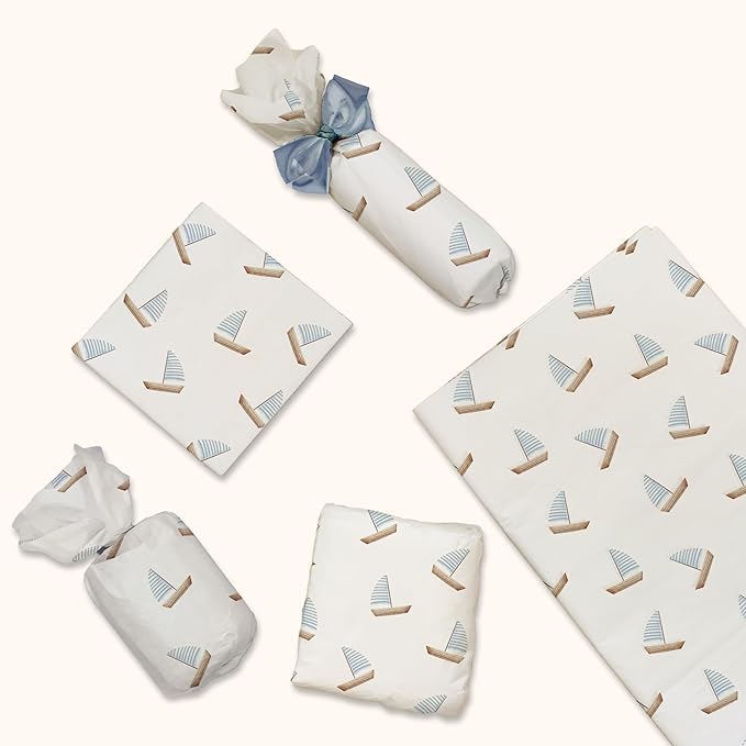 Pro Supply Global Sailboats Printed Tissue Paper for Gift Bags or Boxes and Wrapping - Father's Day Bulk Decorative Art Tissue Paper for Packaging and Gifting | 24 Sheets 20" x 30"