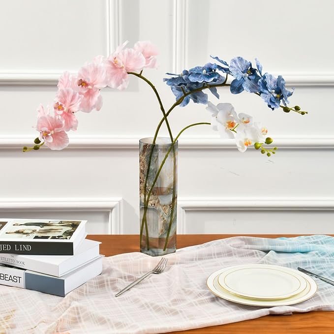 xmyzcd Agate Marble Vase Cylinder Vases Clear Plastic Flower Vase Easy to Clean for Centerpieces Homes Offices Kitchens
