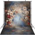 Mocsicka Abstract Floral Backdrop for Photography Retro Blue and Brown Spring Watercolor Painting Floral Background Newborn Baby Shower Princess Girls Portrait Decoration Backdrop (8x6ft)