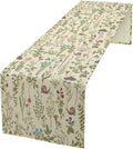 Vintage Mushroom Table Runner Rustic Farmhouse Wildflower Botanical Herbs Retro Boho Nature Plants Spring Summer Seasonal Dinner Runner for Kitchen Cabin Home Holiday Party 13x108in