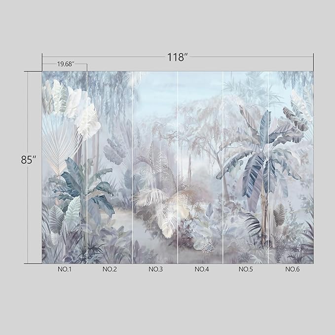 Tropical Botanical Wallpaper Peel and Stick Wall Mural for Bedroom Living Room - 85"x118"