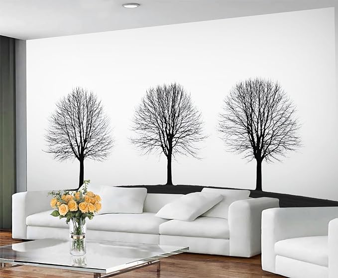 KIREUPA Minimalist Tree Wall Mural, Elegant Tree Silhouette Poster 3d Wall Murals, Modern Forest Wallpaper Mural, for Living Room Bedroom Large Wallpaper Indoor Decor 197" W x124.8 H