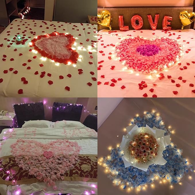 1500 PCS Separated White Rose Petals for Weddings, White Silk Flower Petals for Valentine's Day Decorations,Rose Petals for Romantic Night for Him Set