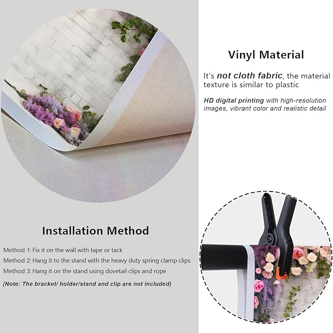 YongFoto Retro White Brick Wall Floral Arch Backdrop 12x8ft Rose Flowers Vine Leaves Photography Background Birthday Bridal Shower Wedding Party Banner Room Decor Portraits Photoshoot Wallpaper