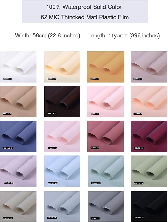 FWSA WRAPS Black Flower Wrapping Paper Roll for Bouquet Wedding Valentines Day Decor Korean Flowers Packaging Supplies Waterproof DIY Gift Wrap Art Craft Paper(COLOR 20)