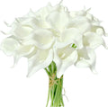 Mandy's PU Pure White Calla Lily Artificial Flowers 20 Stems 13.5in Faux Realistic Centerpiece for Thanksgiving and Christmas Decorations DIY Bridal Bouquet Home Décor