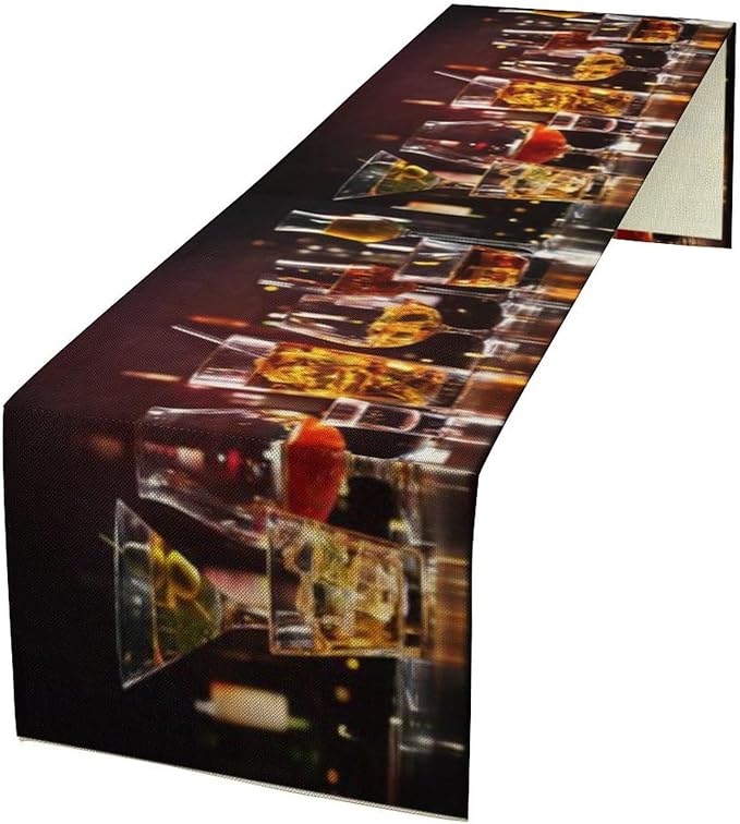 Red Wine Retro Table Runner, Table Dresser Runner, Kitchen Dining Table Runners for Indoor Outdoor Holiday Decor 13x90 Inch