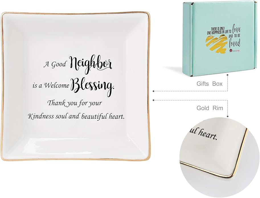 HOME SMILE Ceramic Ring Dish Jewelry Tray for Mom Sister Friends