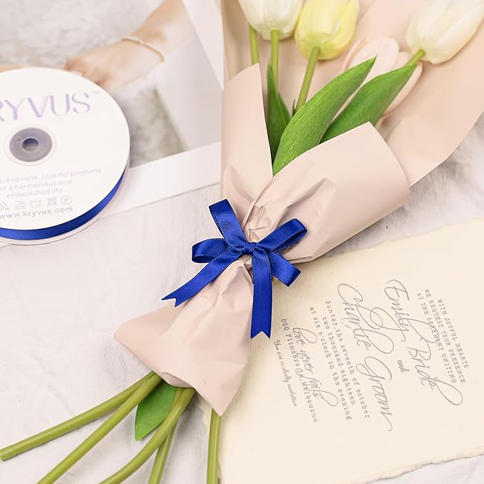 Royal Blue Satin Ribbon, Double Faced 1/2 Inch X 25 Yards Royal Blue Ribbon, Premium Satin Ribbon for Gift Wrapping, Crafts, Hair Bow Making, Sewing, Flower Bouquet, Wedding Party Decor