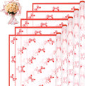 Liobelon 20 Sheets Flower Wrapping Paper Waterproof Bouquet Paper with Bow Pattern Gift Wrapping Paper for Flower Shop, Wedding, Birthday Party, Handmade DIY, Anniversary 22.8 x 22.8 Inch (Bow - red)