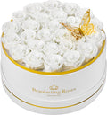 Preserved Roses Forever Flowers Real Roses in a Box Mother's Day Birthday Flowers for Her Mom Women Wife Valentine's Day, 27 White Roses