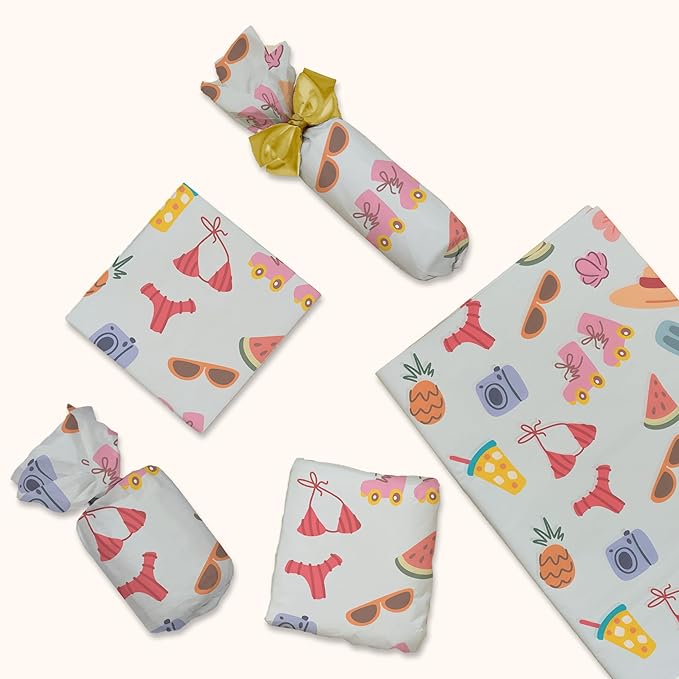 Pro Supply Global Summer Vibes Printed Tissue Paper for Gift Bags or Boxes and Wrapping - Bulk Decorative Art Tissue Paper for Packaging and Gifting | 24 Sheets 20" x 30"