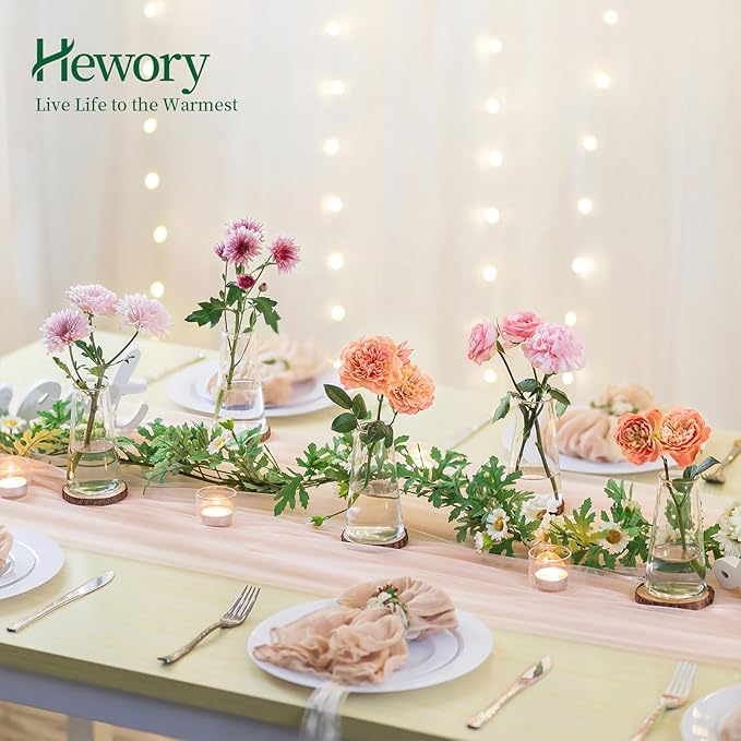Hewory Glass Bud Vases for Centerpieces: Small Clear Modern Flower Vase Set of 12, Minimalist Cute Mini Decorative Bulk Vases for Wedding Birthday Bridal Shower Party Events Dining Room Table Decor