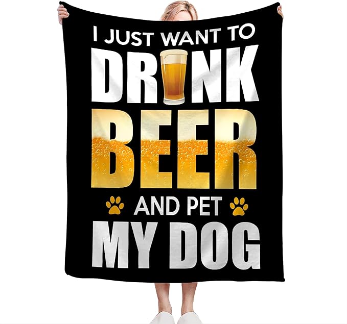 Funny Beer Throw Blanket - Drink Beer Gifts & Decor for Men, Women, Adults - Soft, Warm, Cozy Fleece Blanket for Couch, Sofa, Bed - 60"x50"