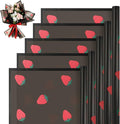 Liobelon 20 Sheets Flower Wrapping Paper Waterproof Bouquet Paper with Strawberry Pattern Black Gift Wrapping Paper for Flower Shop, Wedding, Birthday Party, Handmade DIY, Anniversary 22.8 x 22.8Inch
