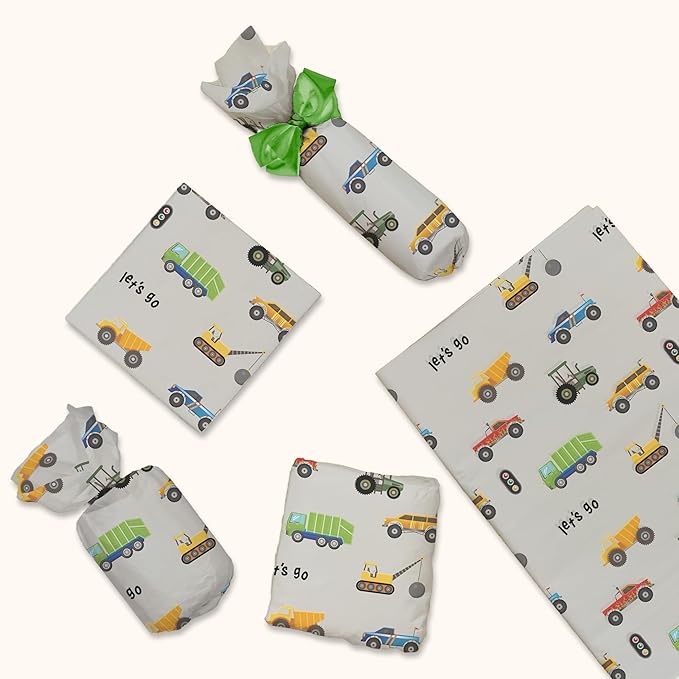 Pro Supply Global Trucks Printed Tissue Paper for Birthday Party Gift Bags or Boxes and Wrapping - Bulk Decorative Art Tissue Paper for Packaging and Gifting | 24 Sheets 20" x 30"