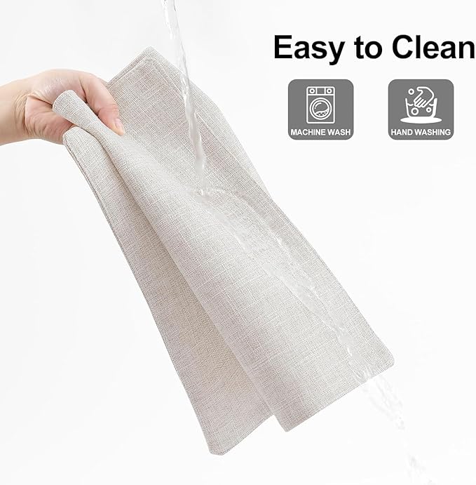 Homaxy Cloths Placemats for Dining Table Set of 6, Heat Resistant Washable Cotton Linen Blend Table Mats, Easy to Clean Place Mats for Indoor Outdoor Party Kitchen Decoration, 13" x 19", Beige
