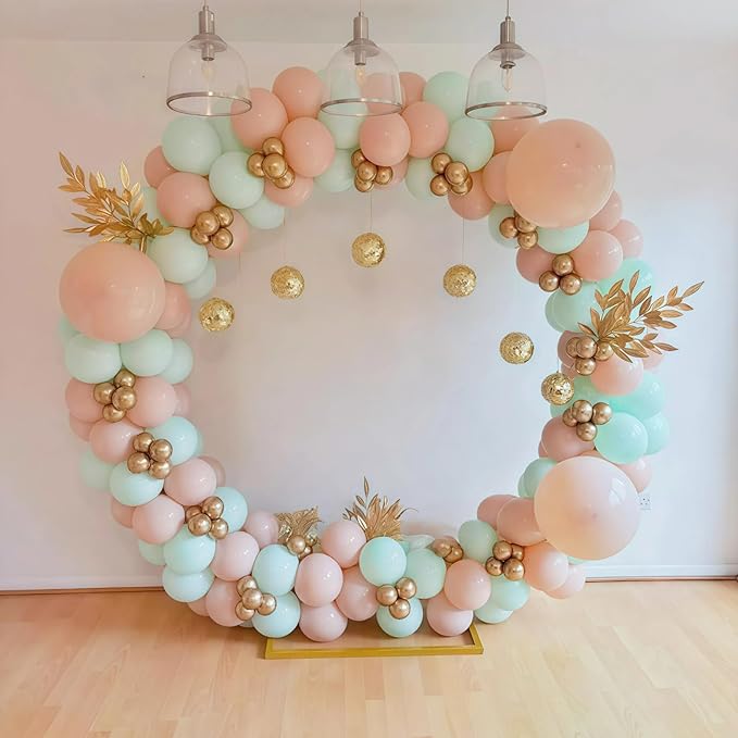 Christmas Decorations Balloons Arch Kit, Pastel Pink Green White Gold Balloons with Star Peppermint Candy Cane Foil Balloon for Christmas Xmas Gingerbread Nutcracker Baby Shower Birthday Party Decor