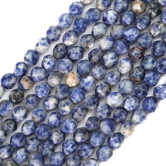 Faceted Natural Blue Sodalite Stone Round Beads 8mm 36cm/Strand for Jewelry Making