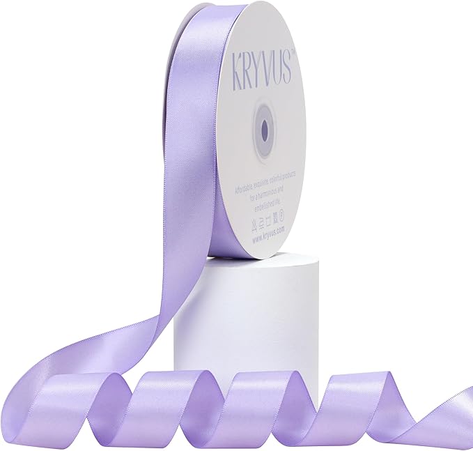 Premium Double Faced Satin Polyester Ribbon, 1 Inch X 50 Yards, Lavender, Perfect for Gift Wrapping, Crafts, Wedding Decor