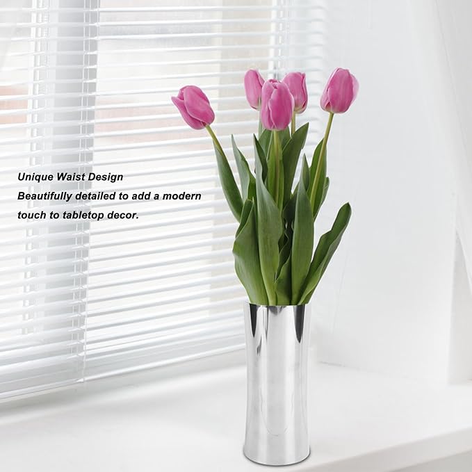 Tall Vase, Stainless Steel Waist Shaped Flower Arrangement Plant Vase Flower Holder for Weddings Office Decor