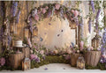 Baocicco Purple Flowers Wall Backdrop 10x7ft Rustic Style Wooden Arch Door Butterfly Background Photography Rural Wedding Baby Shower Birthday Party Banner Supplies Anniversary Decorations Props