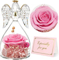 Yamonic Mom Birthday Gifts for Mom, Angel Figurines with Real Rose Gifts for Her Mom Grandma,Preserved Flowers Rose Angel Figurines for Mothers Day Christmas Anniversary Birthday Gifts for Her (Pink)