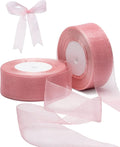 2 Roll Pink Organza Ribbon 2 Inch for Wedding, Gift Wrapping, Invitations, Party Decoration, Crafts