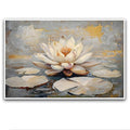 Ethereal white lotus floating on Crystal Waters poster vintage oil painting printwall art soft blush and gold accents serene home and office decor dreamy 20x30in Frameless