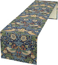 William Morris Floral Table Runner,Flowers Botanical Printed Table Runner for Home Kitchen Dining Table Decoration,13x90 Inch Strawberry Thief