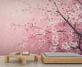 Pink Cherry Blossom Wall Mural, Romantic Cherry Blossom 3D Wall Murals, Japanese Flower Wallpaper Mural, for Living Room Bedroom Large Wallpaper Indoor Decor 137.8" W x100 H