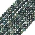 Faceted Natural Moss Agate Stone Round Beads 6mm 36cm/Strand for Jewelry Making