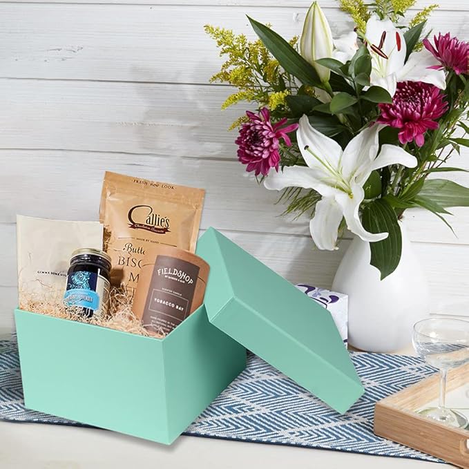 Briful Square Gift Boxes with Lids Set of 4 Teal Green Gift Box Assorted Sizes Nesting Gift Boxes for Presents Birthday Bridesmaid Wedding Valentines Christmas Party Favor Boxes