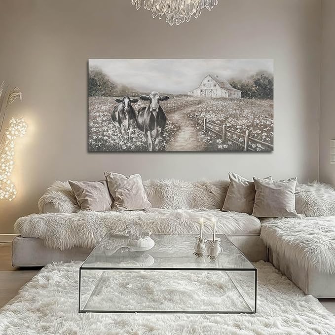 LEVERUP Animal Printings Posters Wall Art Cow Pictures Wall Artwork Large Nature Wall Decor for Living Room Bedroom Office Home Decorations 29×58 Inch