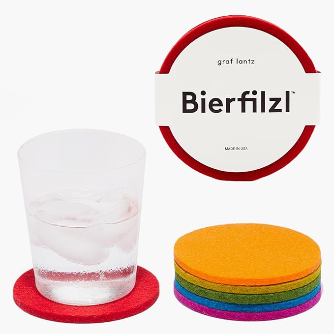 Graf Lantz - Bierfilzl Merino Wool Round Coasters Set of 6 - Rainbow (4" Circles) - Absorbs 30% of Weight - German Wool - Heat Resistant, Sustainable, & Reusable - Home Decor & Coffee Table Decor