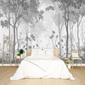 Grey Forest Wallpaper Woodland Peel and Stick Wall Mural for Bedroom Living Room - 96"x137"