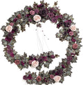 Ling's moment 9FT Flower Garland for Backdrop Decorations - Wedding Arch Flowers, Eucalyptus & Rose, Artificial Floral Garland for Mantle - Sweetheart Table Decor for Beach Reception, Purple