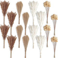 400 PCS Small Boho Pampas Grass, 17" Naturally Dried Pompas, Pampas Grass Decor for Wedding , Boho Party Decorations, Table Decor（Brown and White）