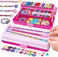 Friendship Bracelet Making Kit with Storage Box,DIY String Bracelet Arts and Craft for Girls Aged 8-12,Kids' Travel Activity Toy Set,Easter Birthday Gifts for Ages 6 7 8 9 10 11 12 Year Old Rose