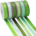 Sage Green Satin Ribbon Solid Fabric Ribbons 3/8'' inch Double-Faced Satin Ribbon for Gift Wrapping, Wedding, Birthday, Baby Shower Decor Floral Bouquet Crafts- 6 Colors X 5 Yards Each