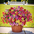 SHIAWASENA Realistic Outdoor Fake Plants Flowers, Artificial Flowers, UV Resistant, 12 Bundles Faux Silk Colorful Violet Flowers Bouquet with Eucalyptus