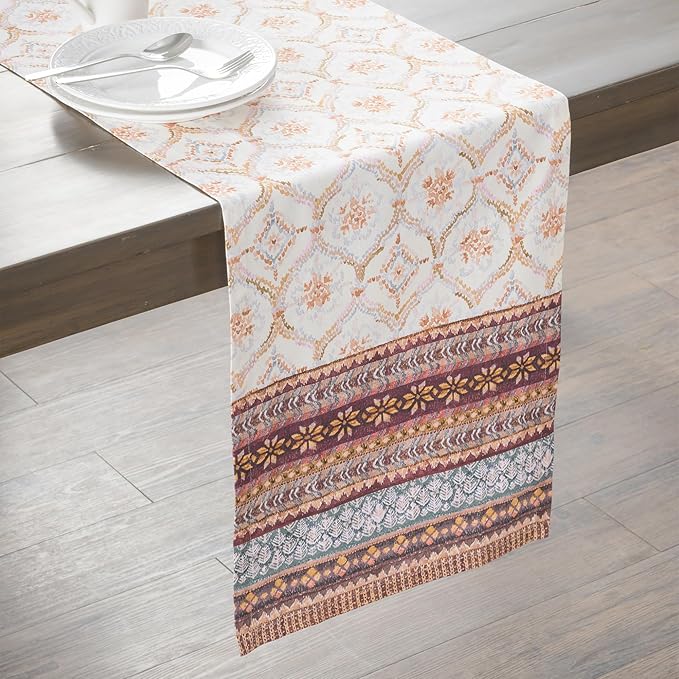 Maison d' Hermine Table Runner 100% Cotton Single Layer Table Runners 72 inches Long for Thanksgiving Christmas Decorations Home Kitchen Dining Party Wedding (Fair Isle, 14.5" x 72")