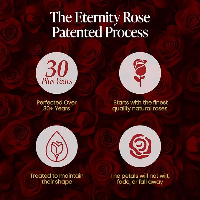 The Eternity Rose 16-Piece Preserved Roses in a Luxury Gift Box – Real Roses in Square Black Box – A Valentine’s Gift as Everlasting as Your Love