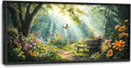 Green Forest Large Wall Art Garden Pictures Wall Decor Nature Sunlight Landscape Big Canvas Painting Prints Framed Artwork Home Decorations Above Bed for Bedroom Living Room Dining Room 60"x30"